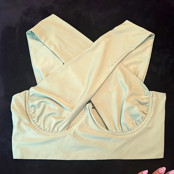 SOLD-Cross Wrap Crop Tank Top - Picture 4 of 4